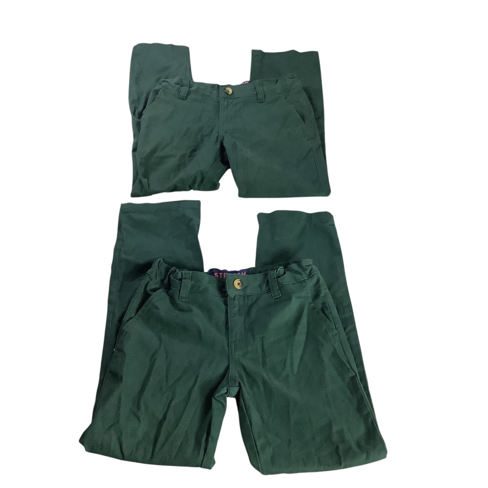 French Toast Straight Leg School Uniform Pants Girls 10 Green 2 Pairs Preppy